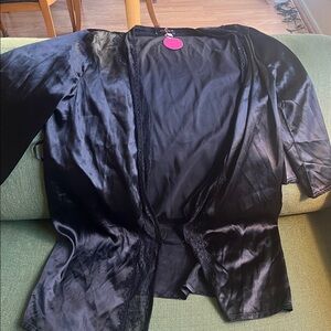 Adome Black Lace and Silk Robe